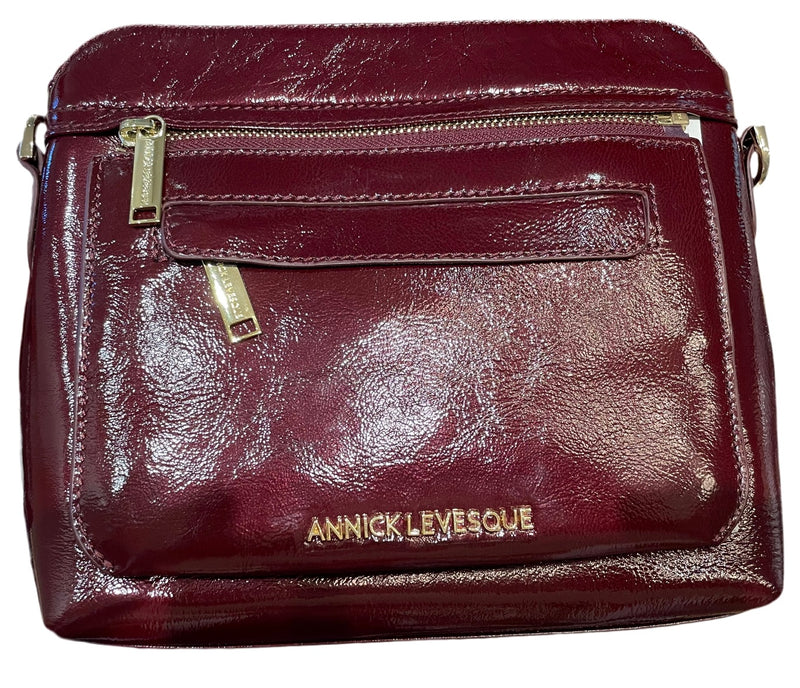 Petit Sac à Bandoulière en Cuir Rouge bordeaux foncé patin souple , Brigitte