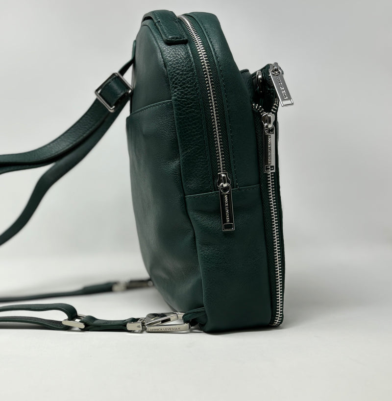 Sac à dos en Cuir Véritable Dark Green, Alice