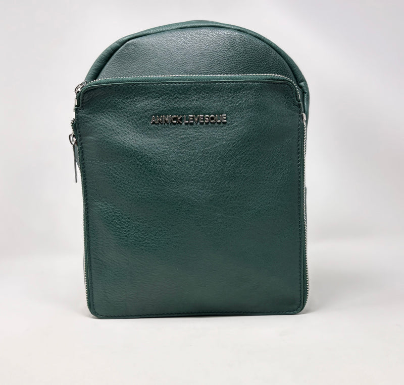 Sac à dos en Cuir Véritable Dark Green, Alice