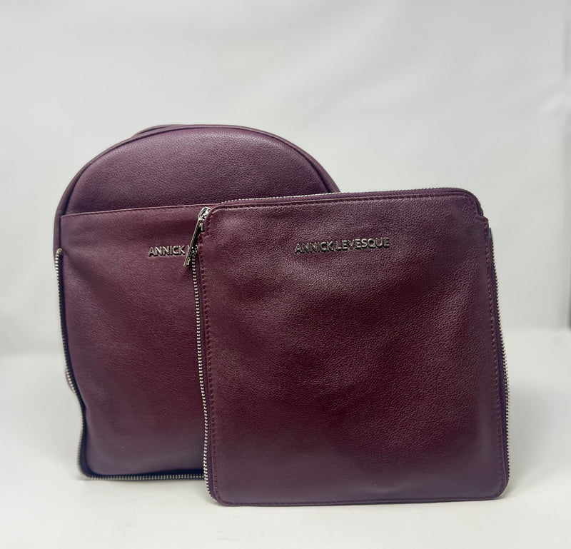 Sac à dos en Cuir Aubergine, Alice