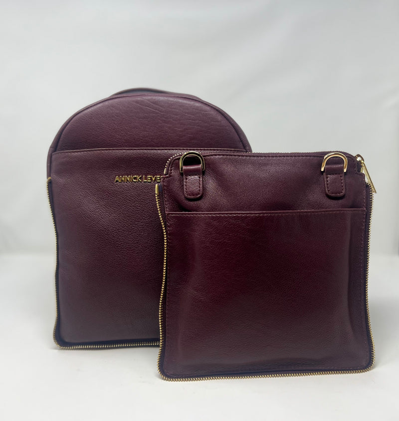 Sac à dos en Cuir Aubergine, Alice