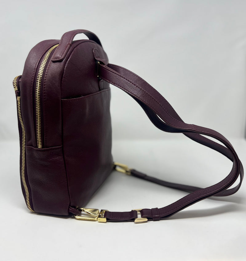 Sac à dos en Cuir Aubergine, Alice