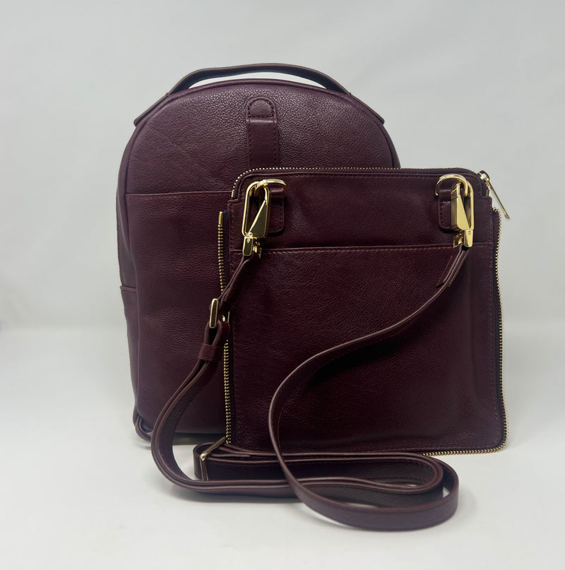 Sac à dos en Cuir Aubergine, Alice