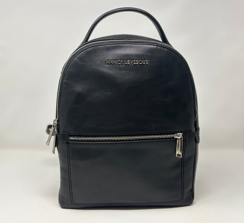 Sac à dos en cuir véritable Alice, noir