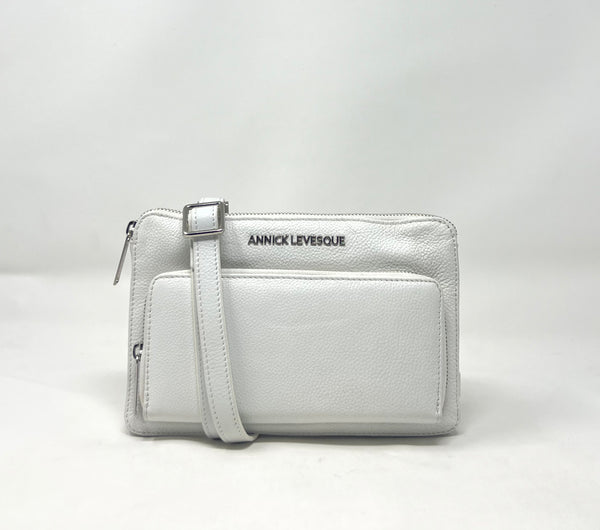 Petit sac à main-portefeuille en Cuir Véritable blanc, Carmen