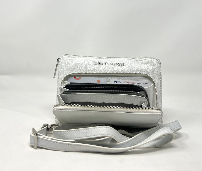 Petit sac à main-portefeuille en Cuir Véritable blanc, Carmen