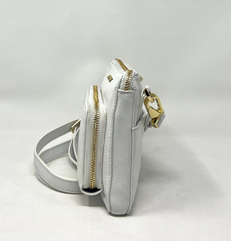 Petit sac à main-portefeuille en Cuir Véritable blanc, Carmen