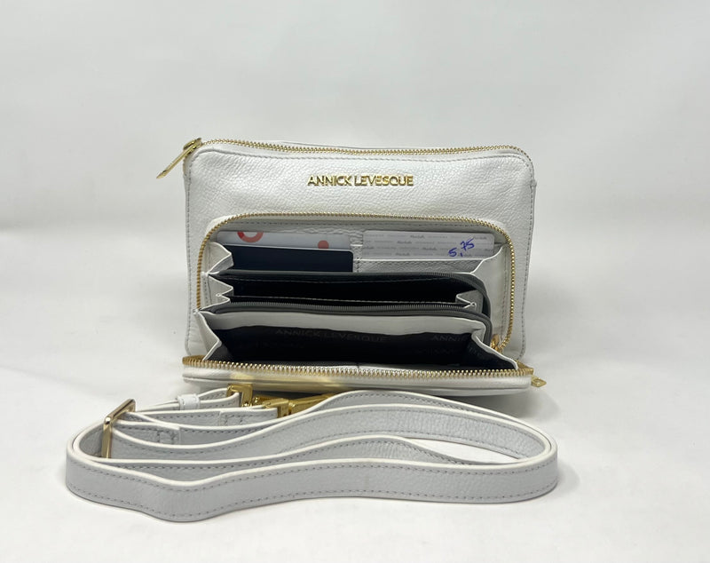 Petit sac à main-portefeuille en Cuir Véritable blanc, Carmen