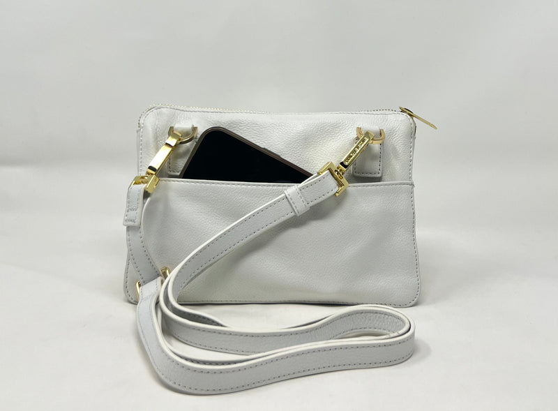 Petit sac à main-portefeuille en Cuir Véritable blanc, Carmen