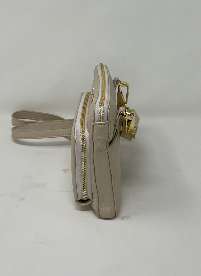 Petit Sac Bandoulière Portefeuille Cuir Champagne, Carmen