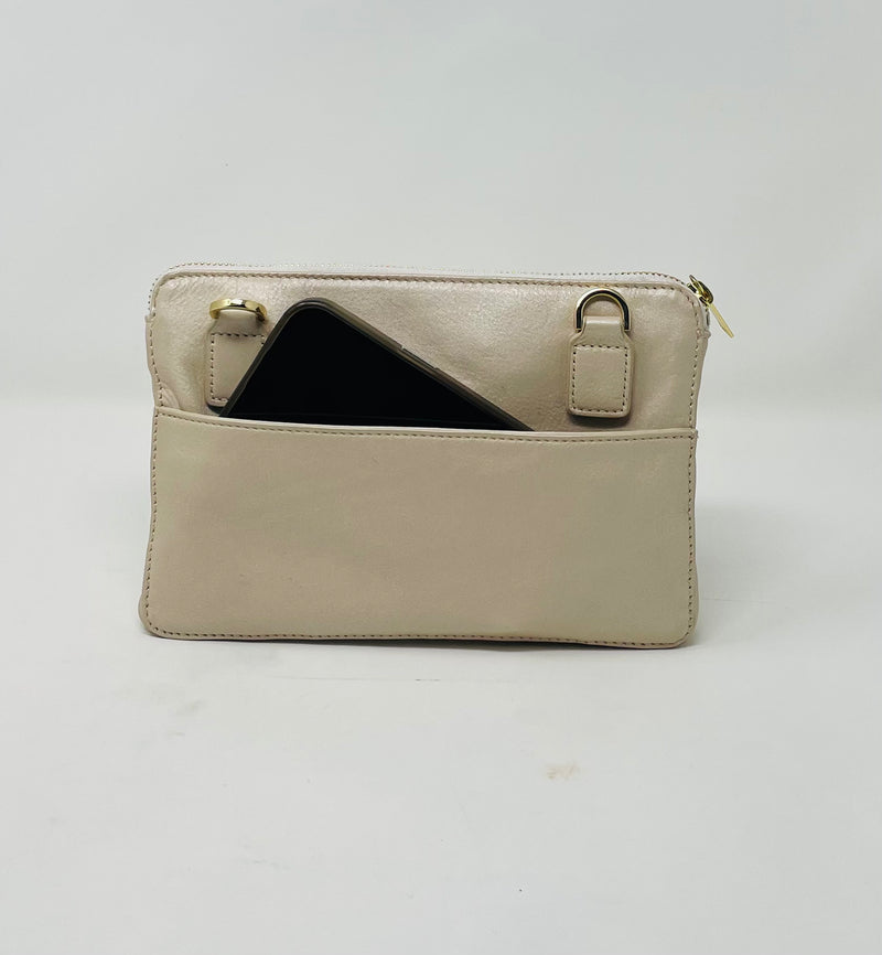 Petit Sac Bandoulière Portefeuille Cuir Champagne, Carmen