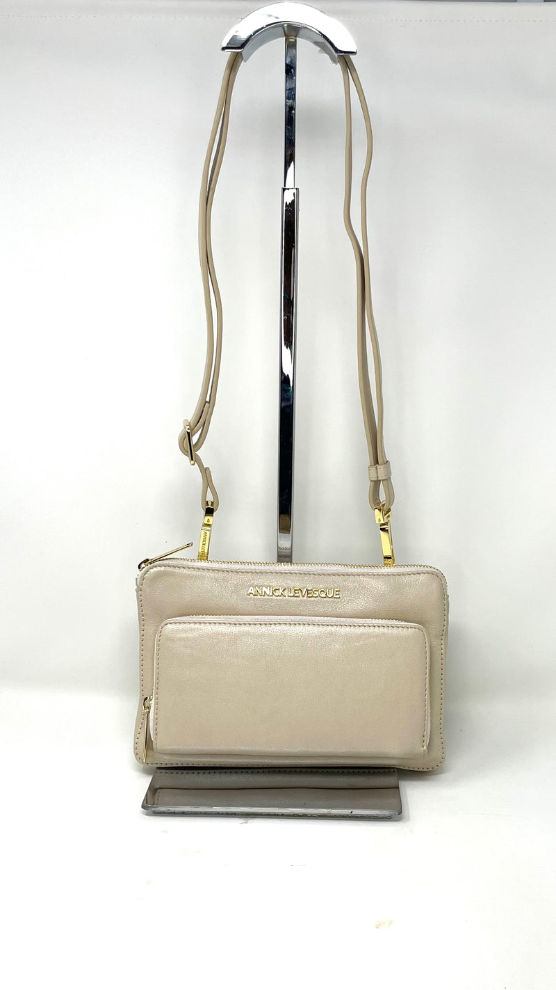 Petit Sac Bandoulière Portefeuille Cuir Champagne, Carmen