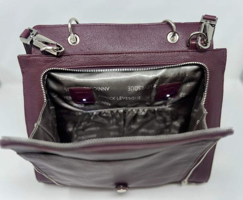 Sac à Main en Cuir Véritable Aubergine, Chloé