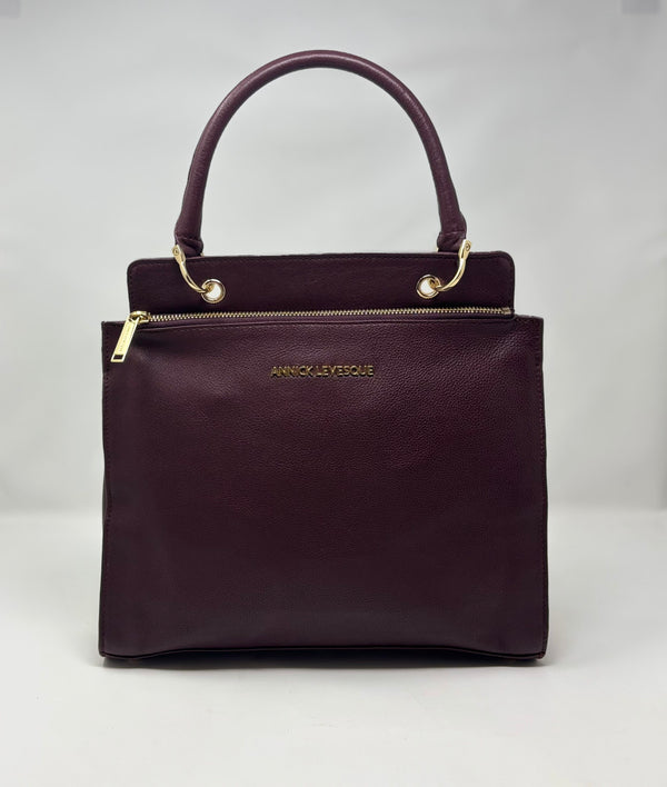 Sac à Main en Cuir Véritable Aubergine, Chloé