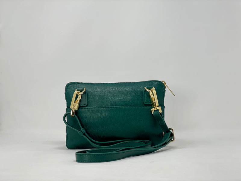 Petit Sac Bandoulière Portefeuille Cuir Dark-Green, Carmen