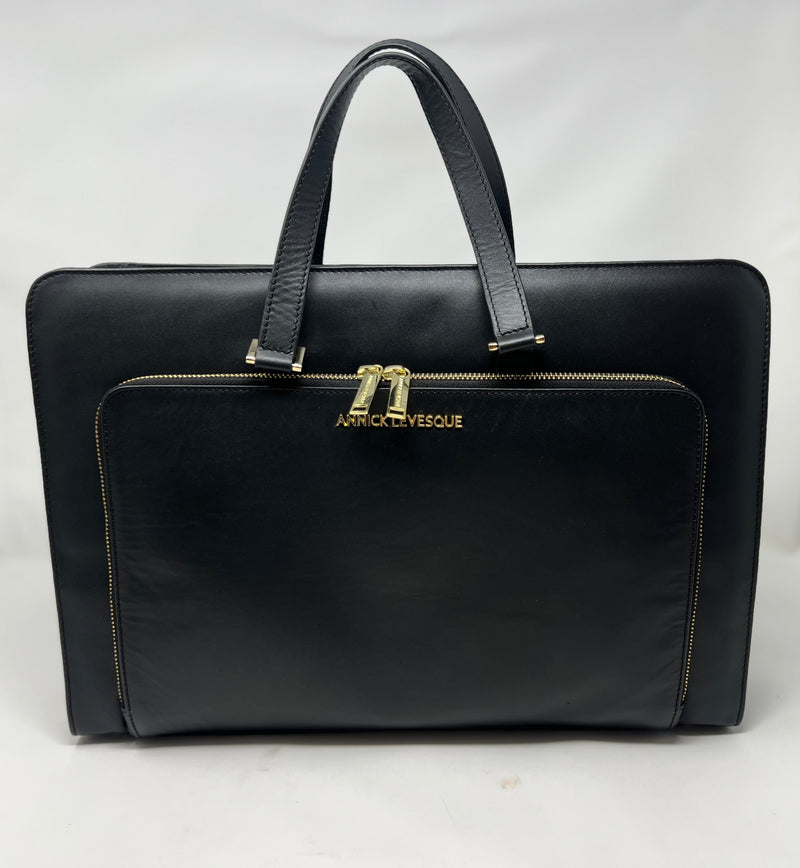 Sac pour ordinateur portable en cuir noir, Sac de travail pour femme, Elizabeth