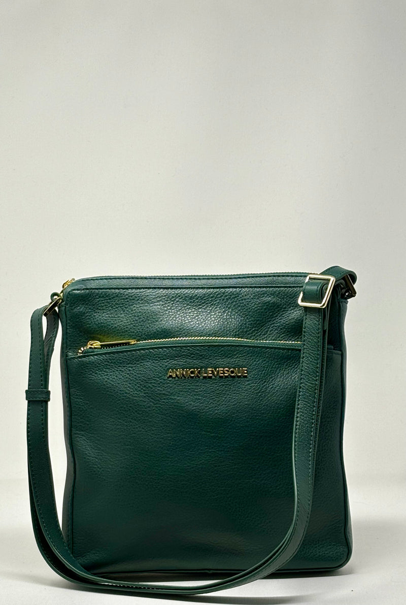 Sac à Bandoulière / Sacoche en cuir Dark-Green, Gisèle