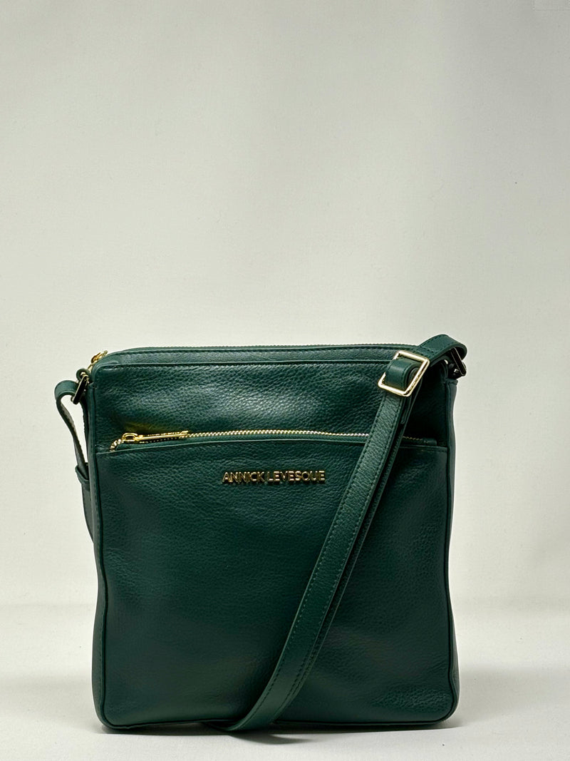 Sac à Bandoulière / Sacoche en cuir Dark-Green, Gisèle