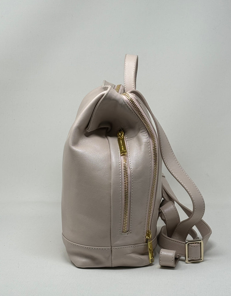 Sac à dos antivol en Cuir Véritable Lore, Rose Poudré