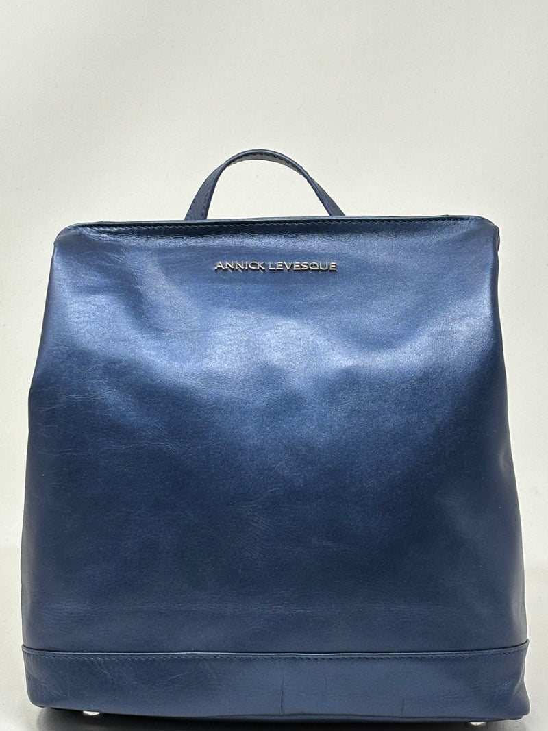 Sac à dos en Cuir Lore, Bleu Marine