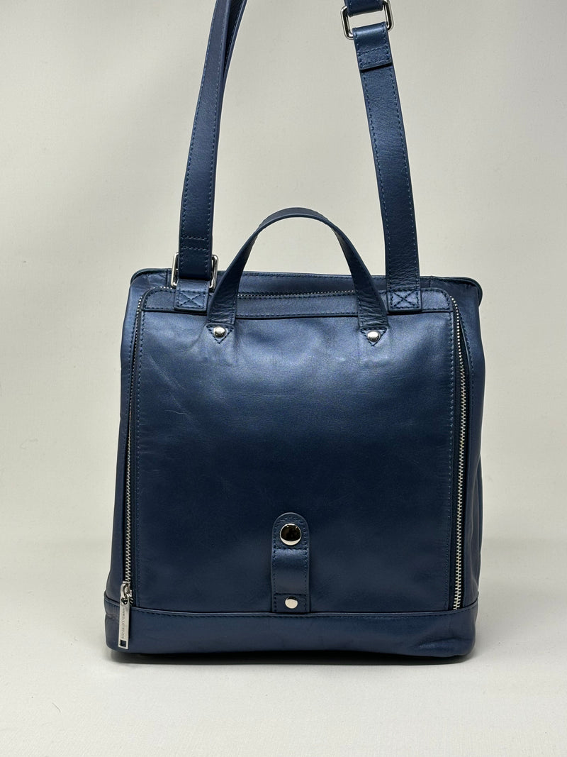 Sac à dos en Cuir Lore, Bleu Marine