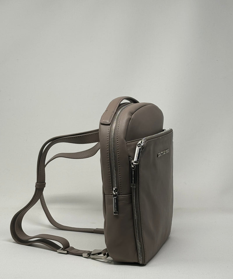 Sac à dos en cuir véritable Alice, taupe