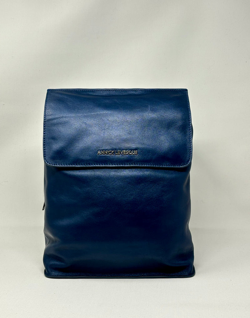 Sac à dos en Cuir Antoinette, Bleu Marine