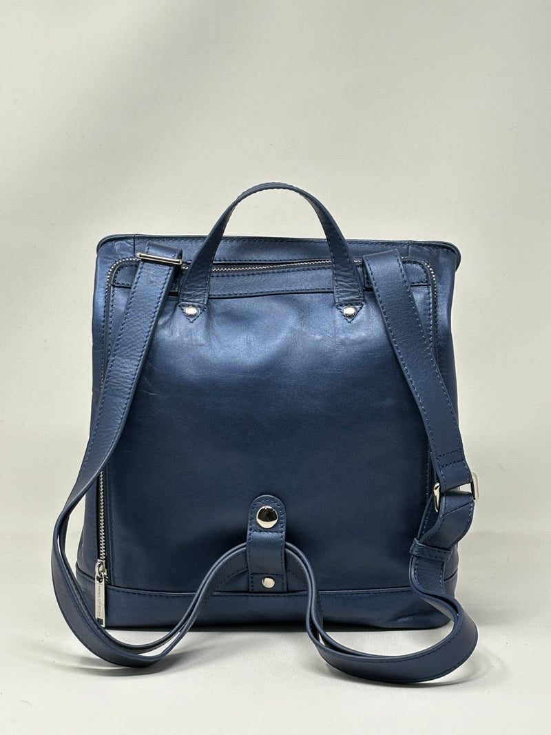 Sac à dos en Cuir Lore, Bleu Marine