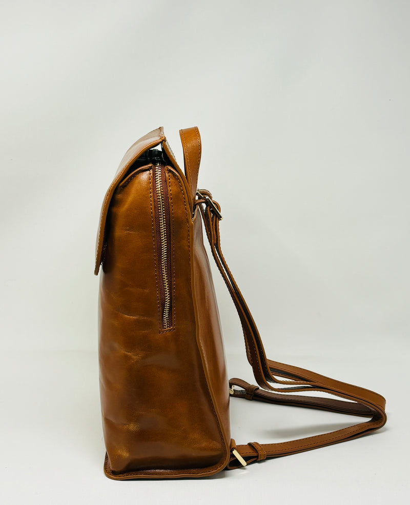 Sac à dos en Cuir Véritable Cognac, Antoinette