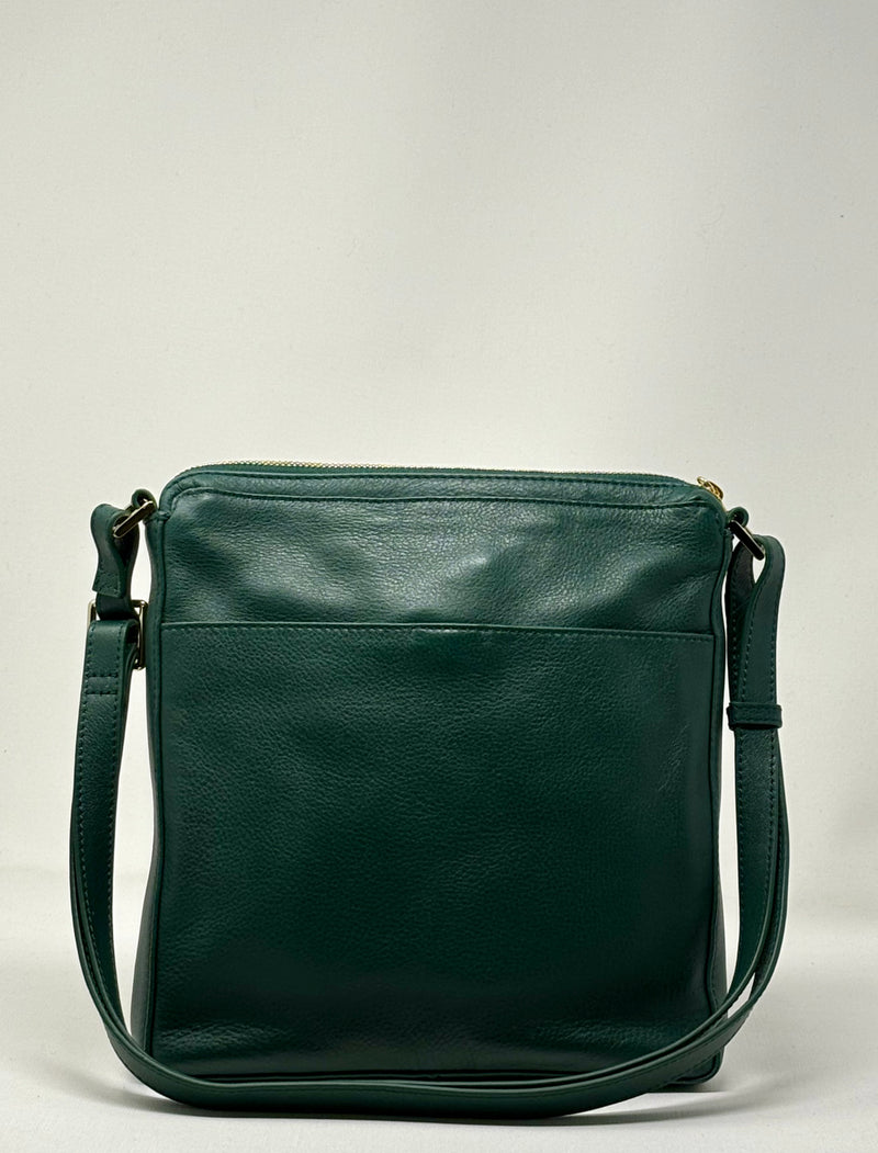 Sac à Bandoulière / Sacoche en cuir Dark-Green, Gisèle