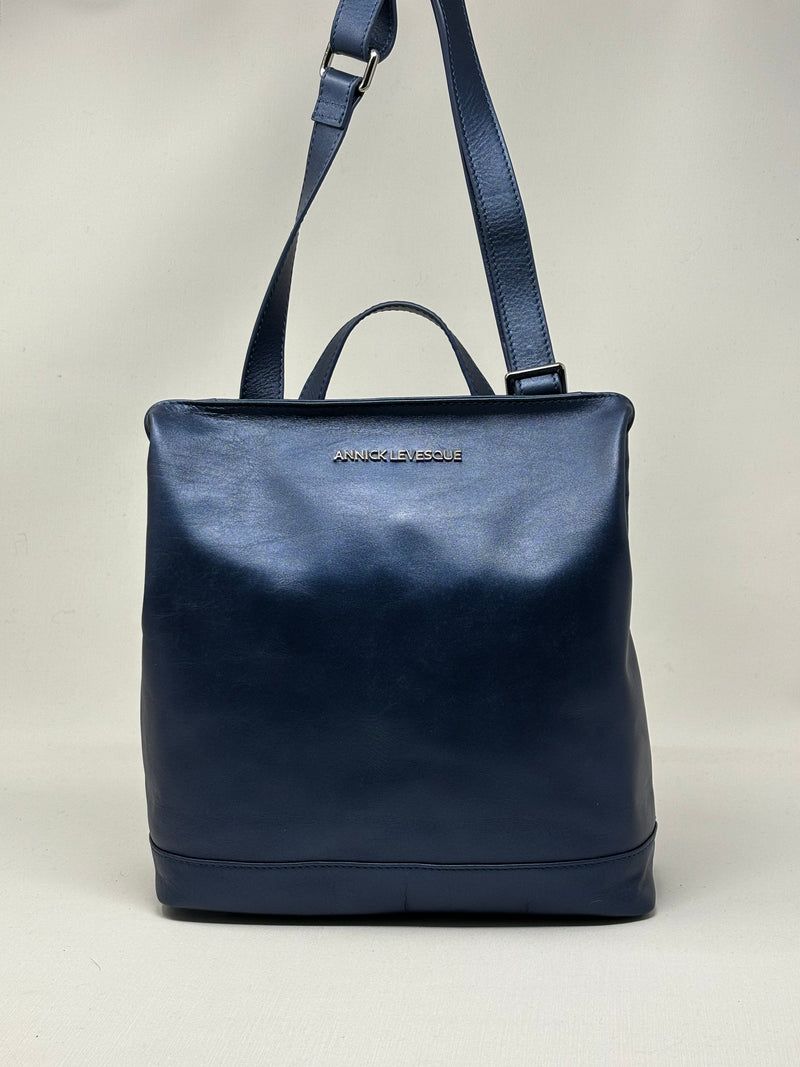 Sac à dos en Cuir Lore, Bleu Marine