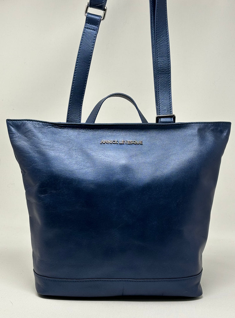 Sac à dos en Cuir Lore, Bleu Marine