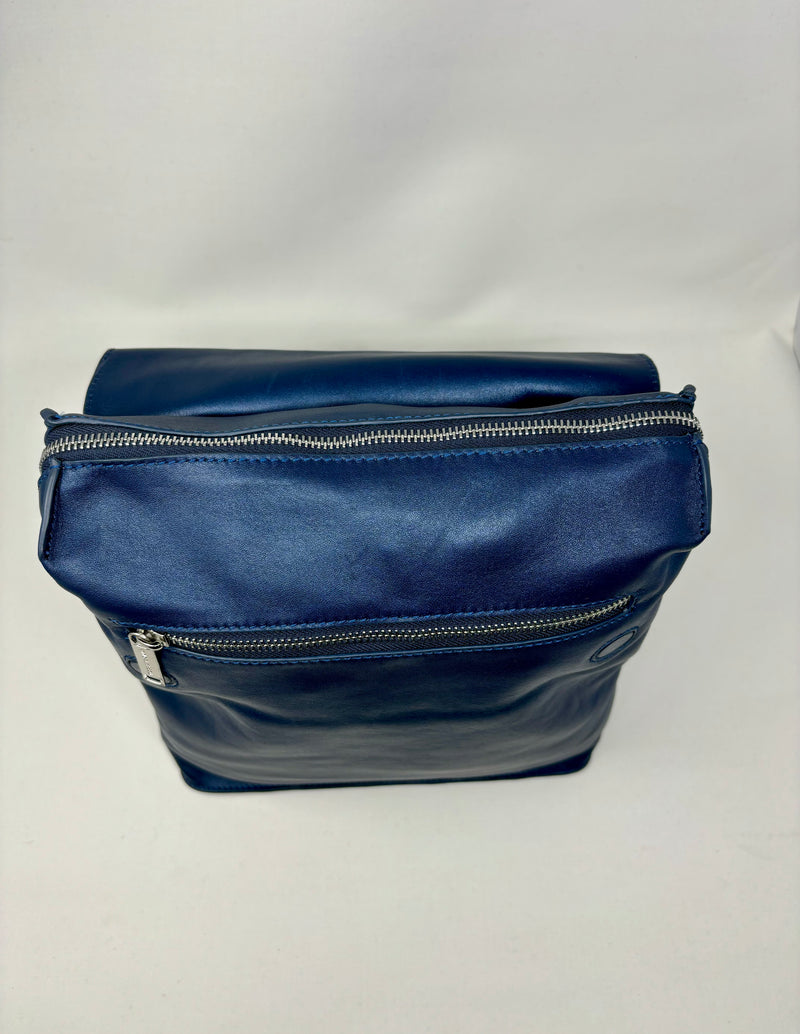 Sac à dos en Cuir Antoinette, Bleu Marine