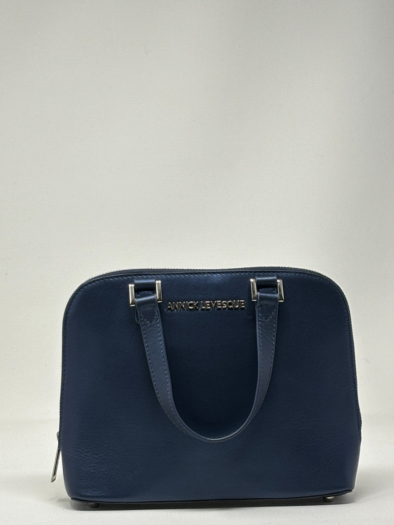 Sac à main en cuir Justine, Bleu Marine