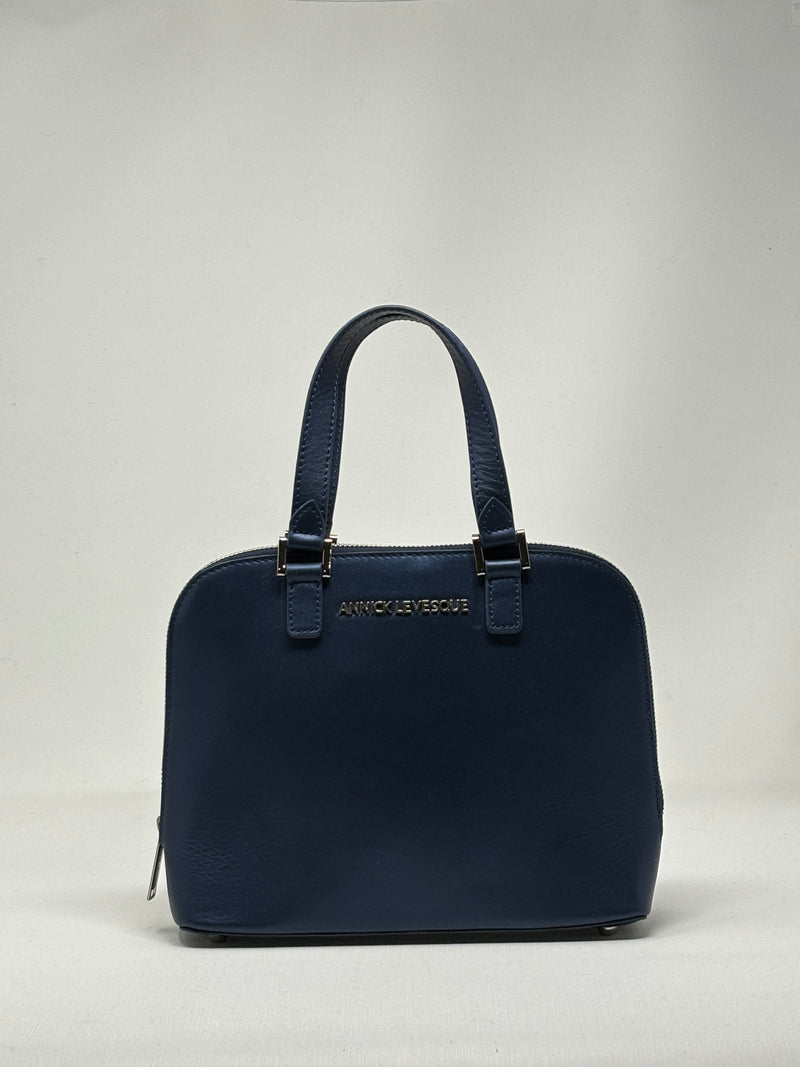 Sac à main en cuir Justine, Bleu Marine