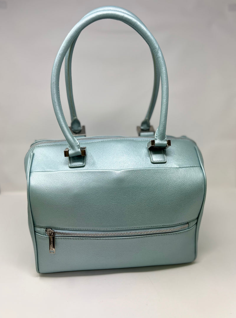Sac à Main en Cuir véritable Mona moyen, Bleu Céleste