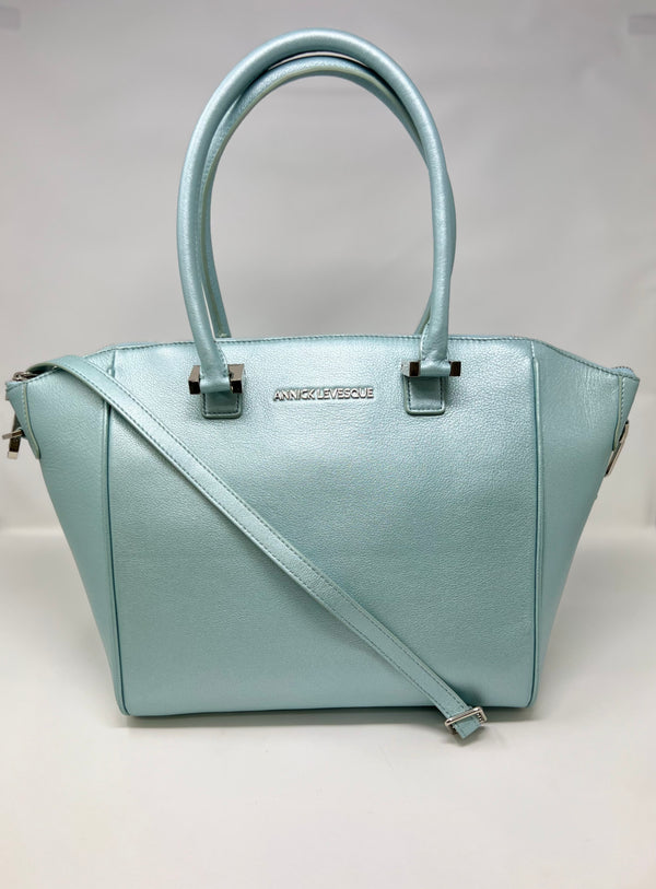Sac à Main en Cuir véritable Mona moyen, Bleu Céleste