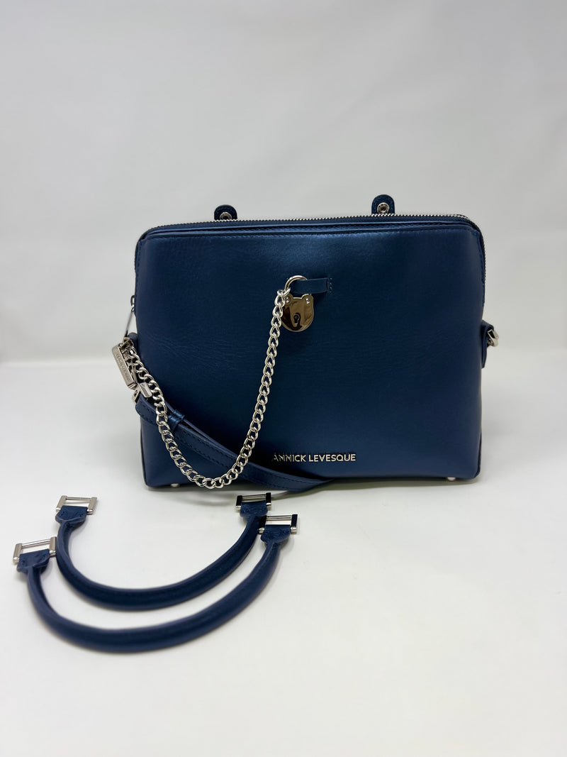 Sac à Main en Cuir Bleu marine, Miranda