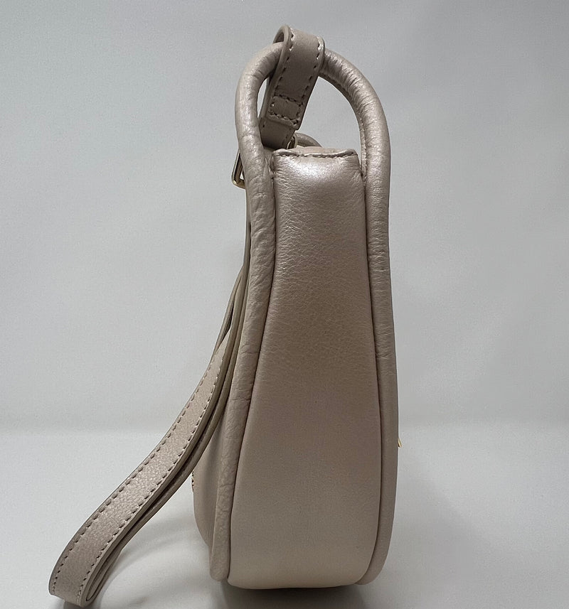 Petit Sac à Bandoulière en Cuir Champagne, Sabrina