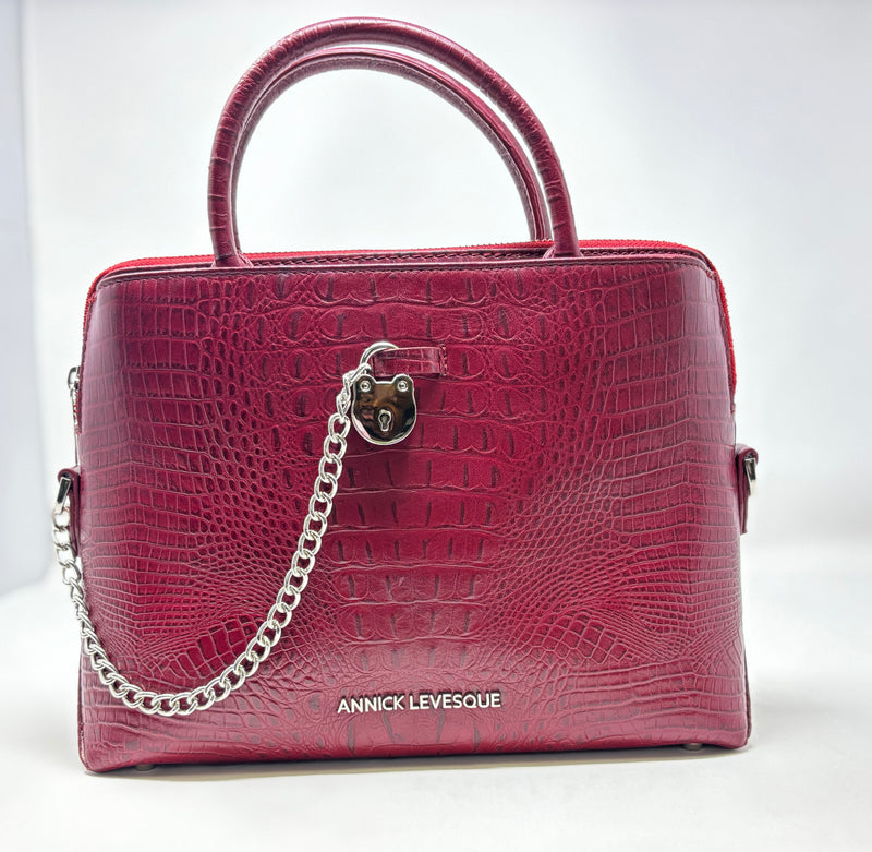 Sac à Main en Cuir Rouge croco, Miranda