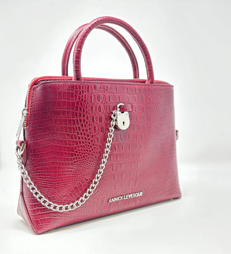 Sac à Main en Cuir Rouge croco, Miranda