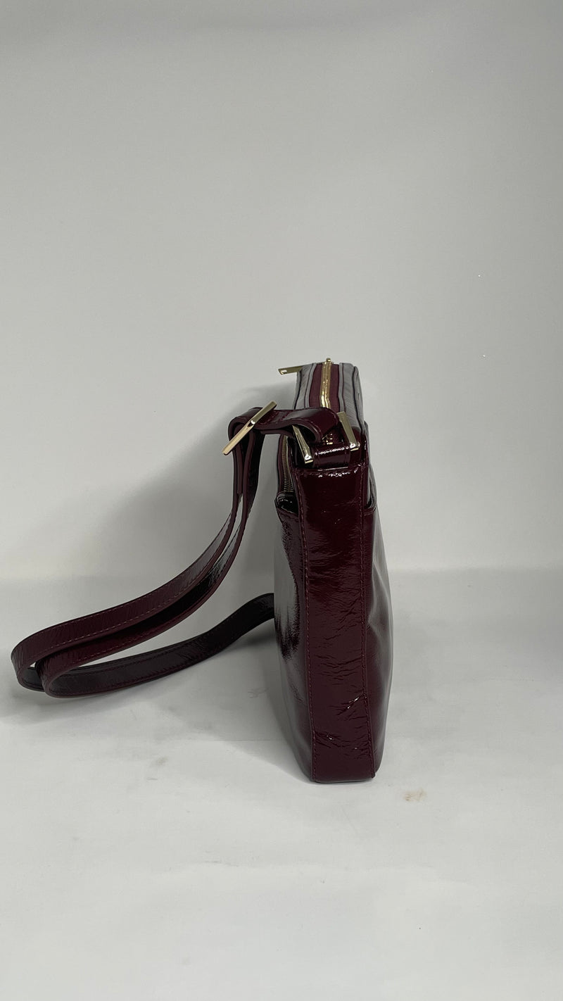 Sac à main de style sac à bandoulière, Sacoche Gisele petit rouge bordeau foncé patin souple