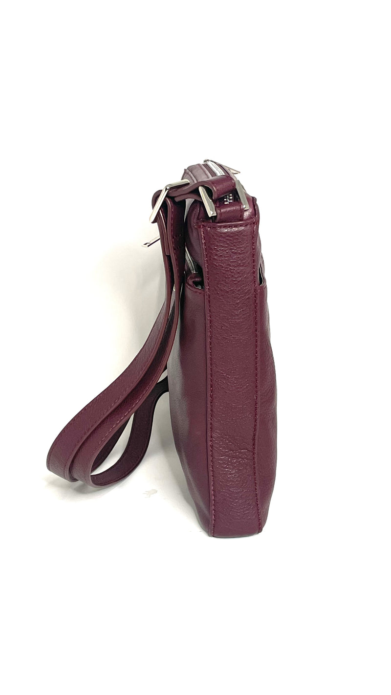 Sac à Bandoulière / Sacoche en cuir Aubergine, Gisèle