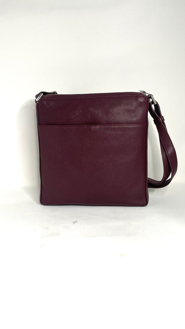 Sac à Bandoulière / Sacoche en cuir Aubergine, Gisèle