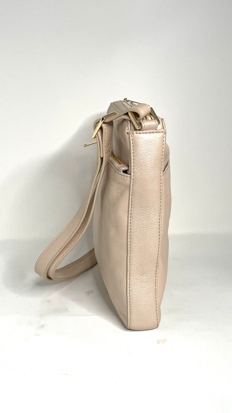 Sac à Bandoulière / Sacoche en cuir Champagne, Gisèle