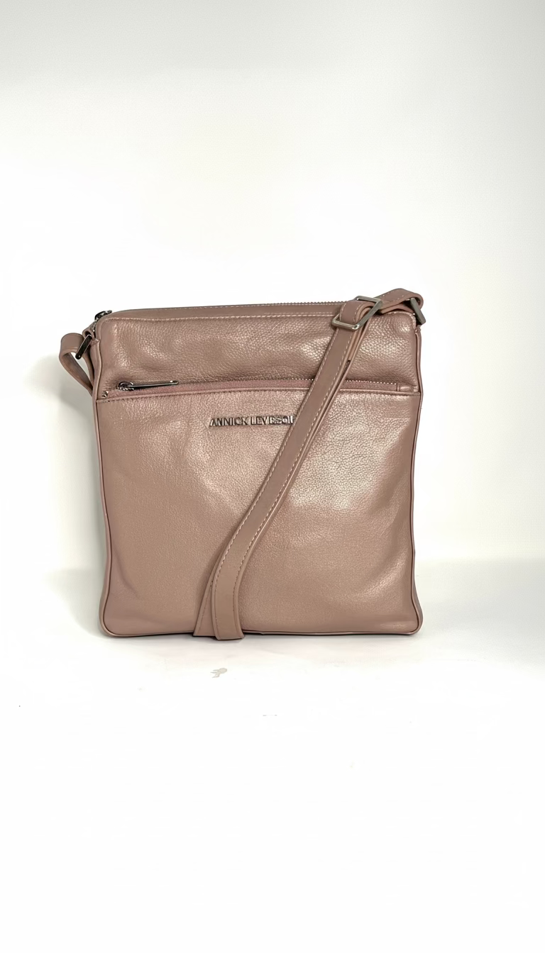Sac à Bandoulière / Sacoche en cuir Rose Platine, Gisèle