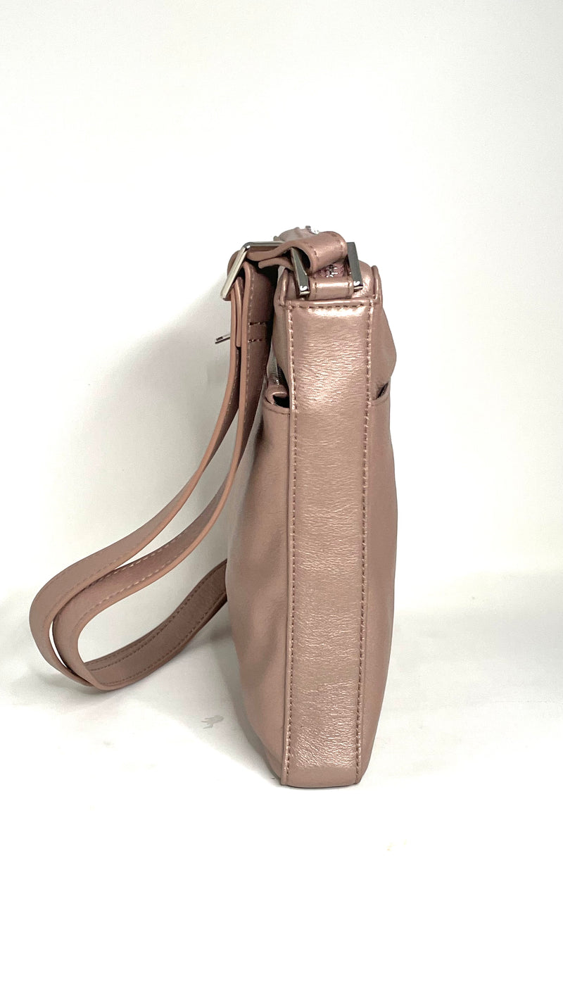 Sac à Bandoulière / Sacoche en cuir Rose Platine, Gisèle