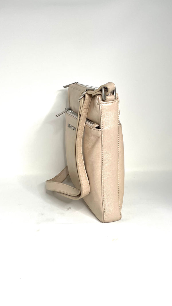 Sac à Bandoulière / Sacoche en cuir Champagne, Gisèle