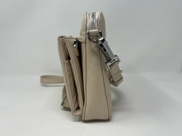 Petit Sac bandouillère 2 en 1 avec porte carte détachable en Cuir Champagne, Kennedi