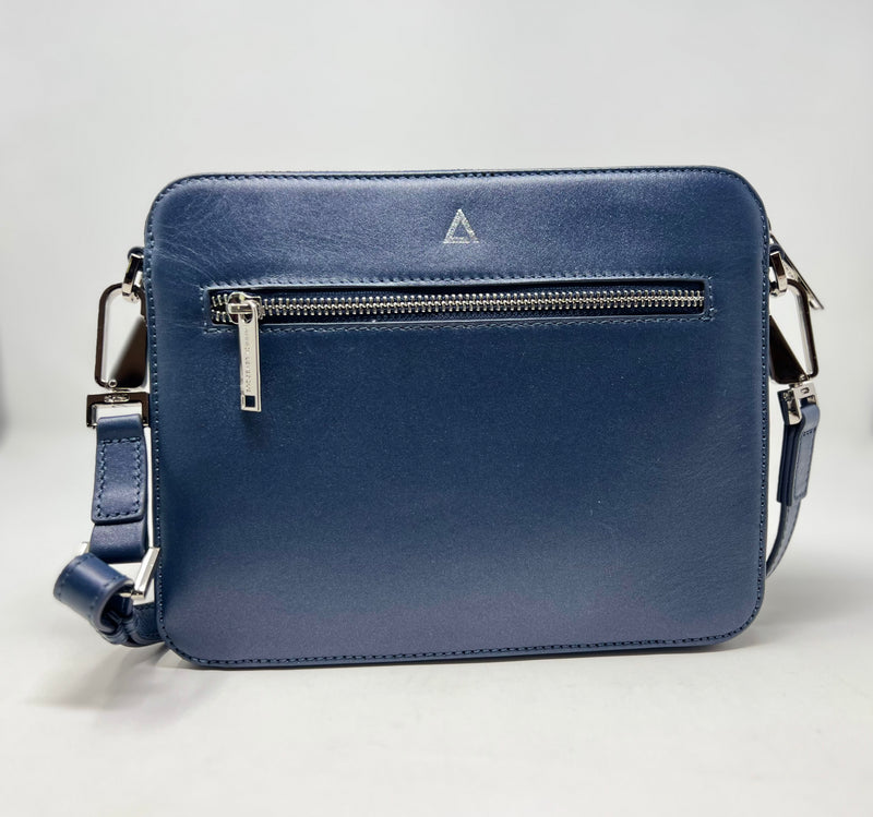 Petit Sac bandouillère 2 en 1 avec porte carte détachable en Cuir Bleu Marine , Kennedi